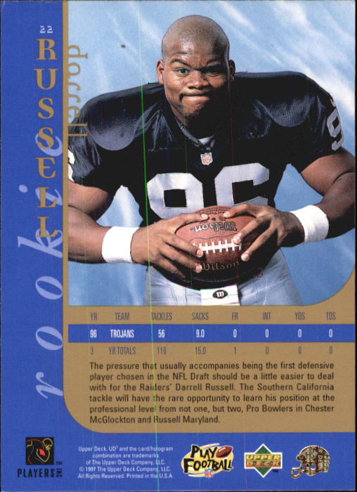 1997 UD3 #22 Darrell Russell RC back image