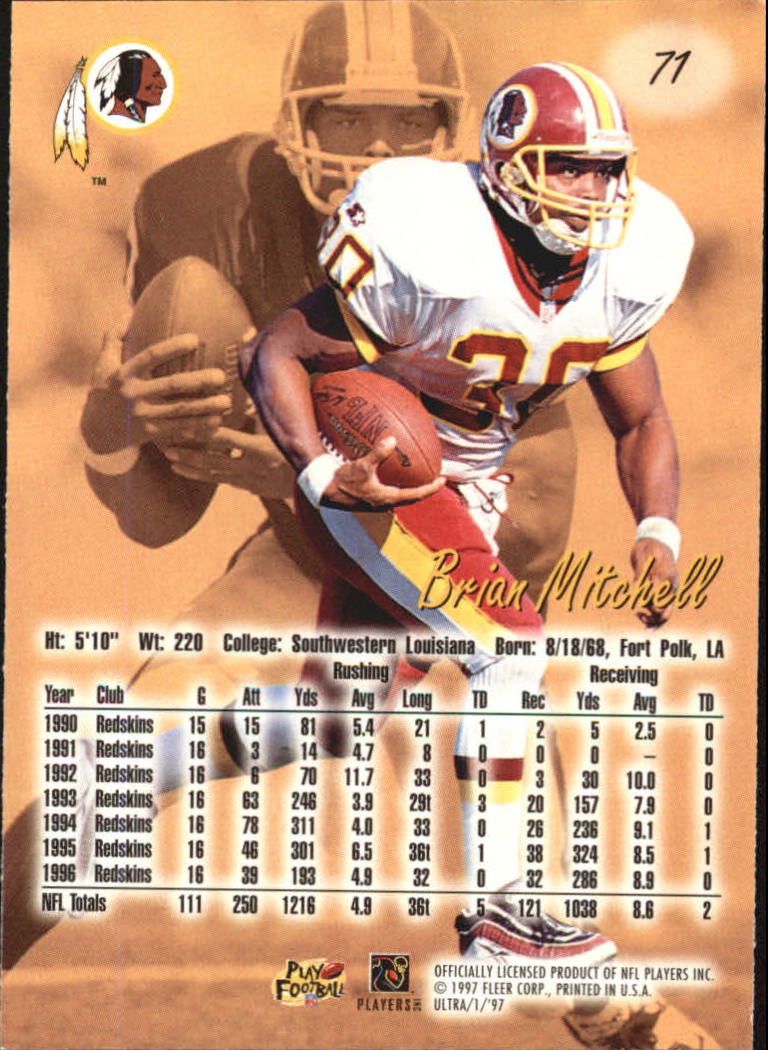 1997 Ultra (Fleer) Football "Main Set" Base Cards - Picture 35 of 119