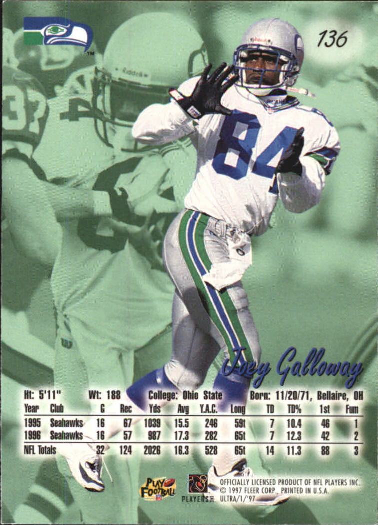 1997 Ultra (Fleer) Football "Main Set" Base Cards - Picture 57 of 119