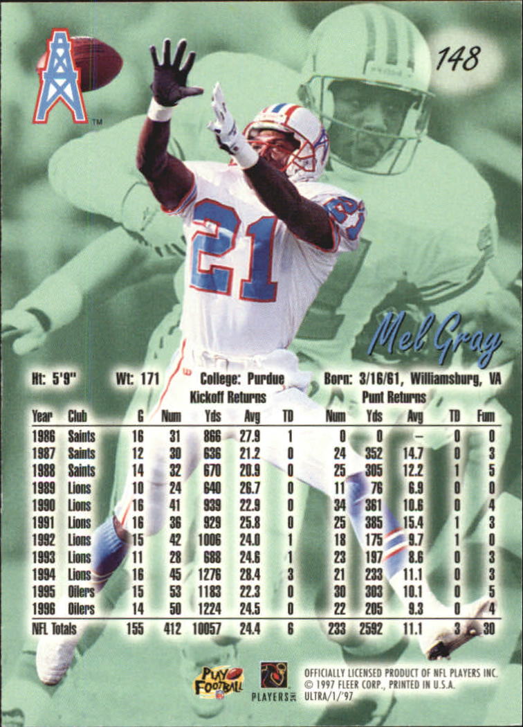 1997 Ultra (Fleer) Football "Main Set" Base Cards - Picture 59 of 119