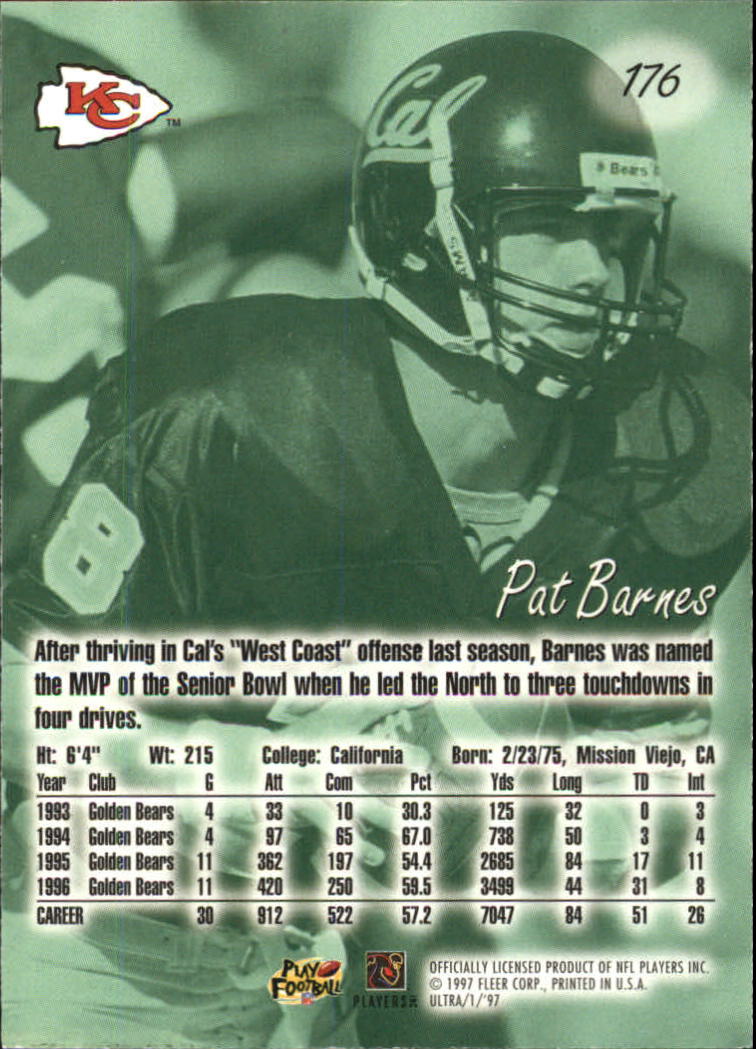 1997 Ultra (Fleer) Football "Main Set" Base Cards - Picture 77 of 119