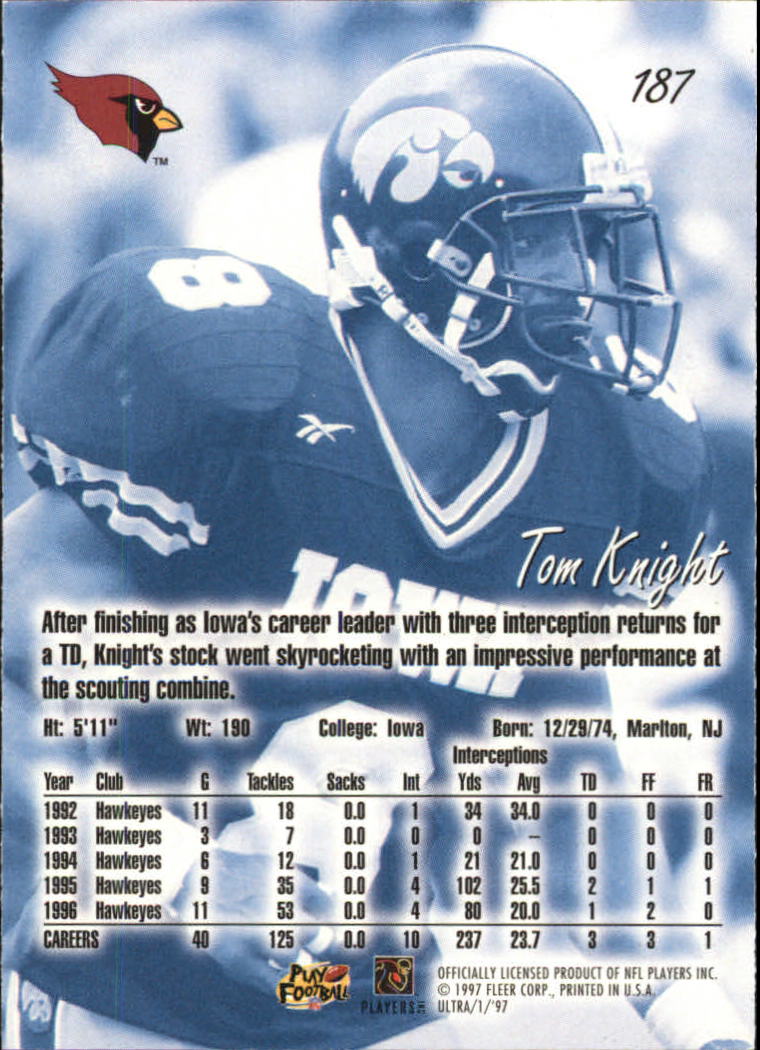 1997 Ultra (Fleer) Football "Main Set" Base Cards - Picture 95 of 119