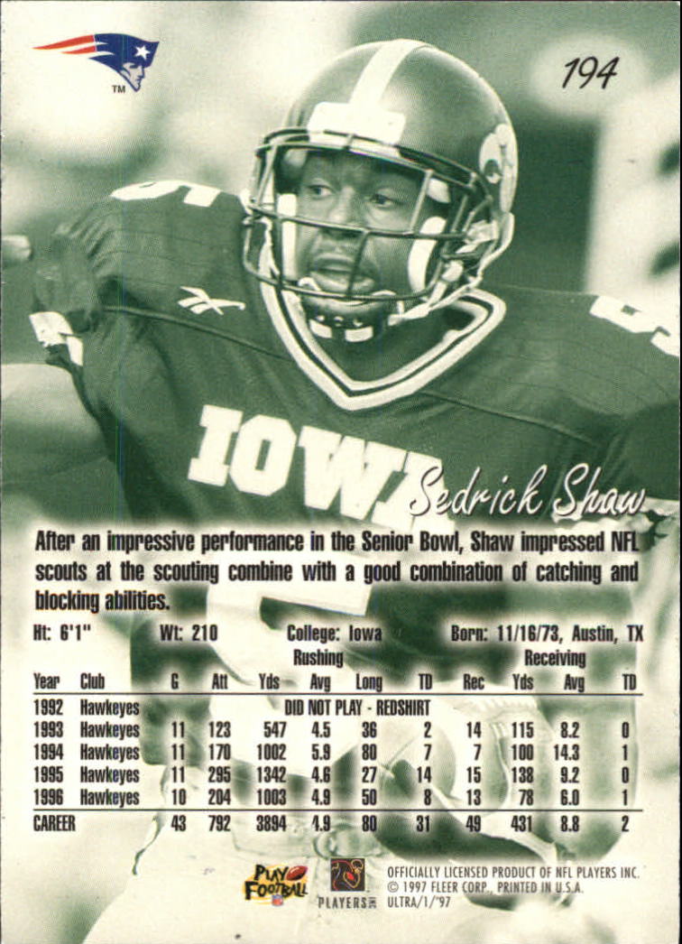 1997 Ultra (Fleer) Football "Main Set" Base Cards - Picture 105 of 119