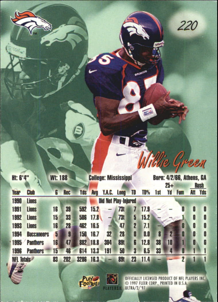 1997 Ultra #220 Willie Green back image