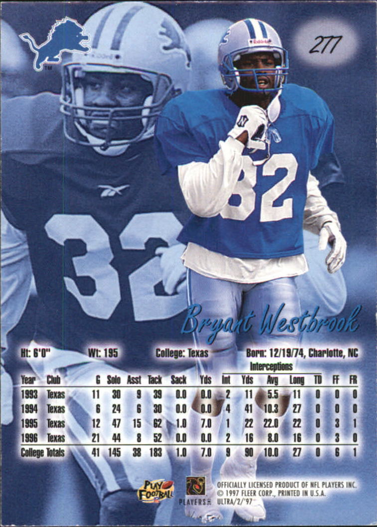 1997 Ultra #277 Bryant Westbrook back image