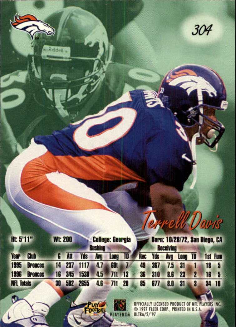 1997 Ultra #304 Terrell Davis back image