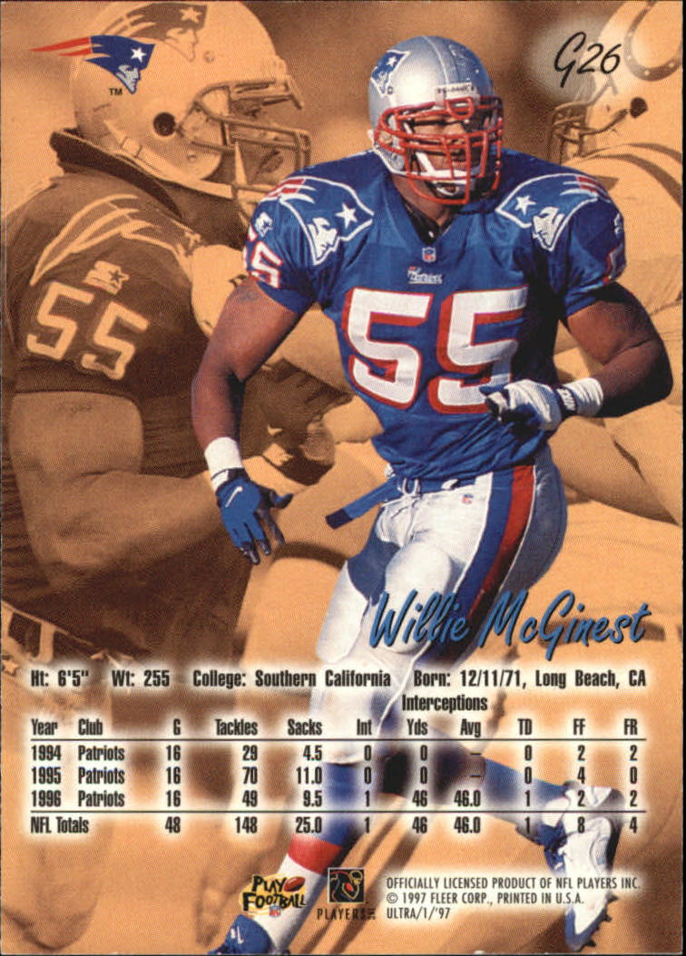 1997 Ultra Gold Medallion #G26 Willie McGinest - NM-MT