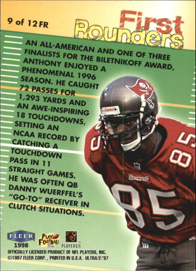 1997 Ultra First Rounders #9 Reidel Anthony back image