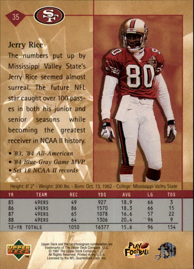1997 Upper Deck #35 Jerry Rice SRF back image