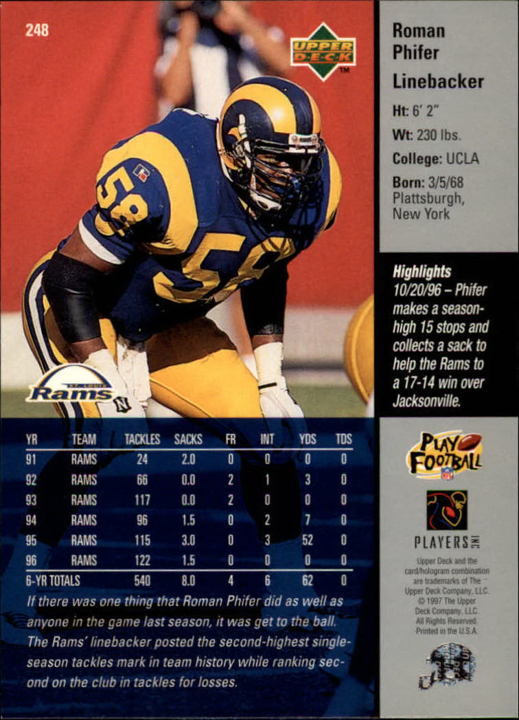 A7091- 1997 Upper Deck FB Card #s 201-300 +Inserts -You Pick- 15+ FREE US SHIP - Picture 79 of 220