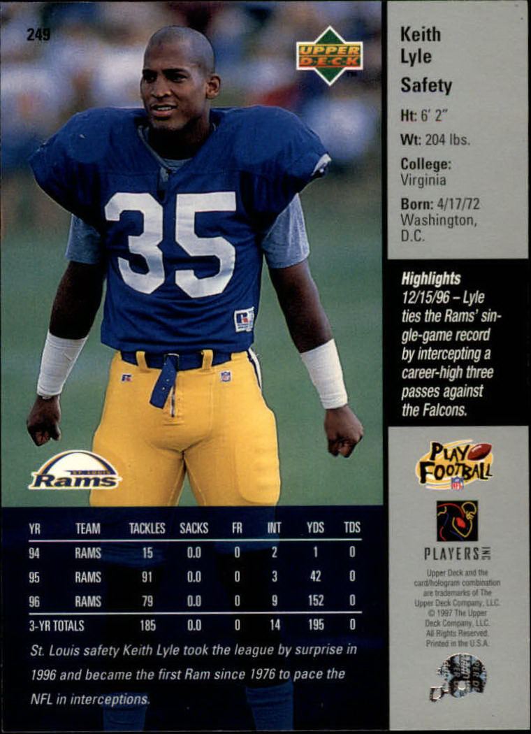 A7091- 1997 Upper Deck FB Card #s 201-300 +Inserts -You Pick- 15+ FREE US SHIP - Picture 81 of 220