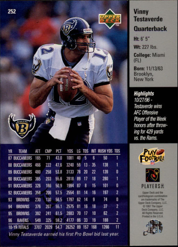 A7091- 1997 Upper Deck FB Card #s 201-300 +Inserts -You Pick- 15+ FREE US SHIP - Picture 87 of 220