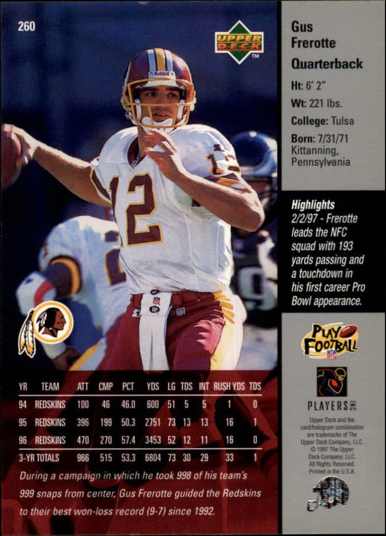 A7091- 1997 Upper Deck FB Card #s 201-300 +Inserts -You Pick- 15+ FREE US SHIP - Picture 101 of 220