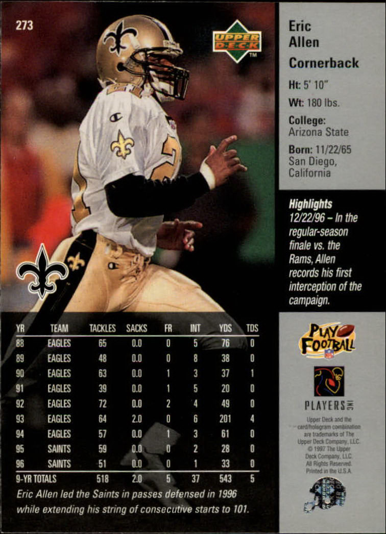 A7091- 1997 Upper Deck FB Card #s 201-300 +Inserts -You Pick- 15+ FREE US SHIP - Picture 125 of 220