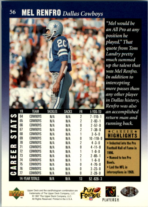 A9580- 1997 Upper Deck Legenden Fb Card # S 1-208 You Pick- 15 + Gratis US - Bild 104 von 389