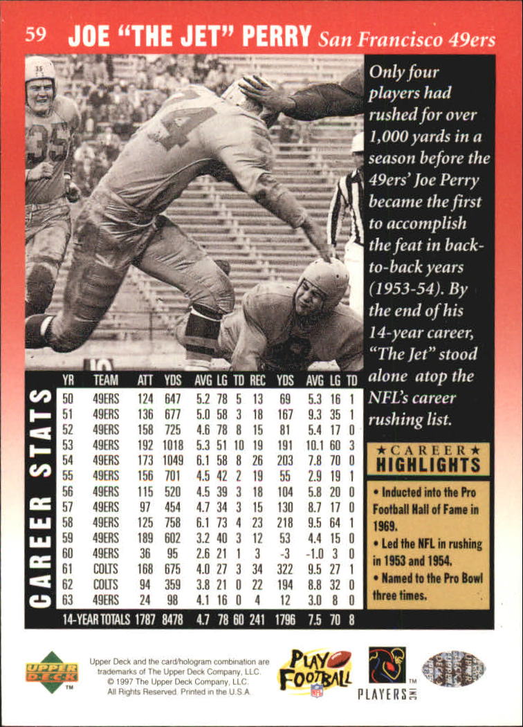 1997 Upper Deck Legends #59 Joe Perry back image