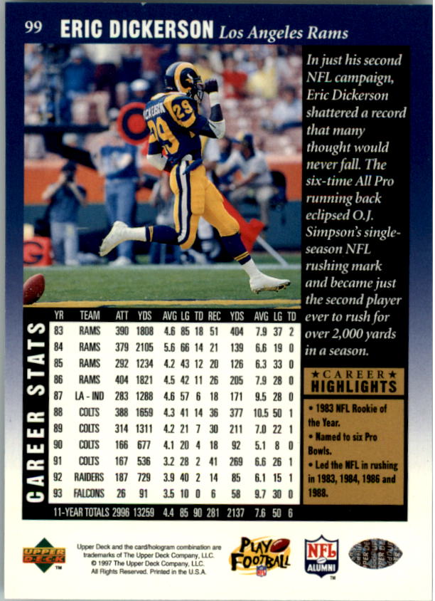 A9580- 1997 Upper Deck Legenden Fb Card # S 1-208 You Pick- 15 + Gratis US - Bild 184 von 389