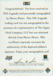 1997 Upper Deck Legends Autographs #AL148 Haven Moses