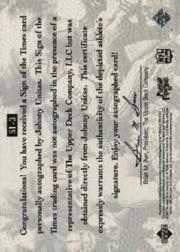 1997 Upper Deck Legends Sign of the Times #ST3 Johnny Unitas back image