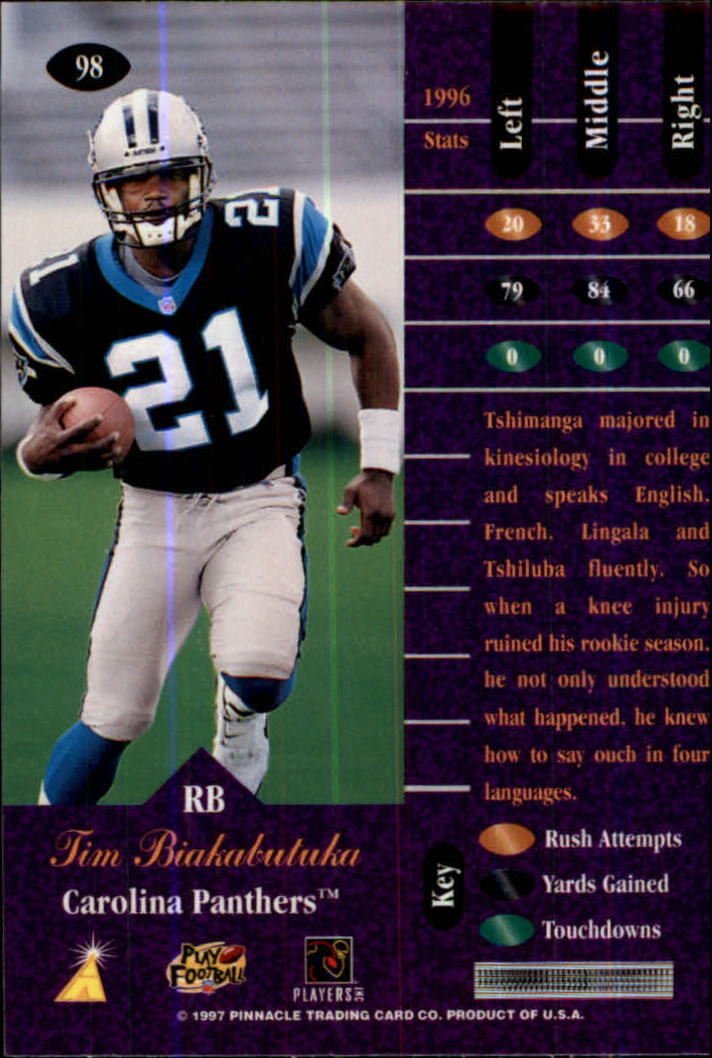 1997 Zenith #98 Tim Biakabutuka back image