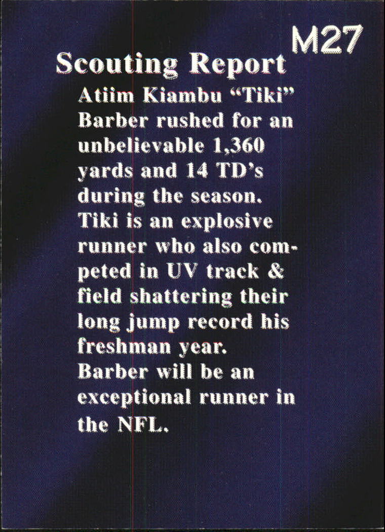 1997 Genuine Article #M27 Tiki Barber back image