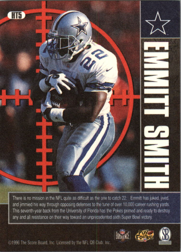 1997 Score Board NFL Experience Hard Target #5 Emmitt Smith back image