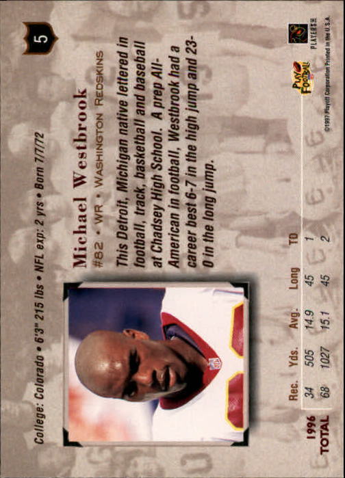 1997 Absolute #5 Michael Westbrook back image