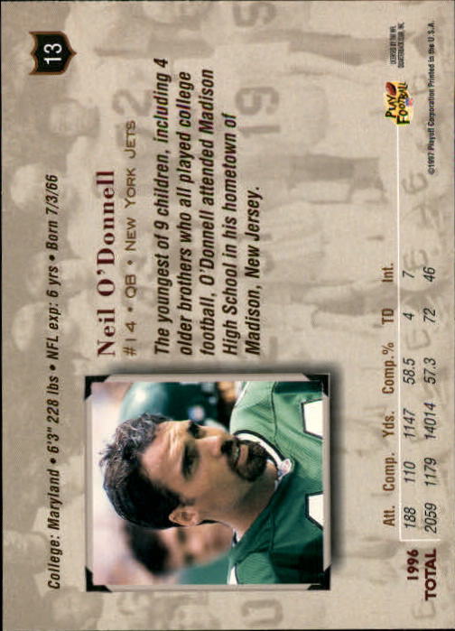 1997 Absolute #13 Neil O'Donnell back image
