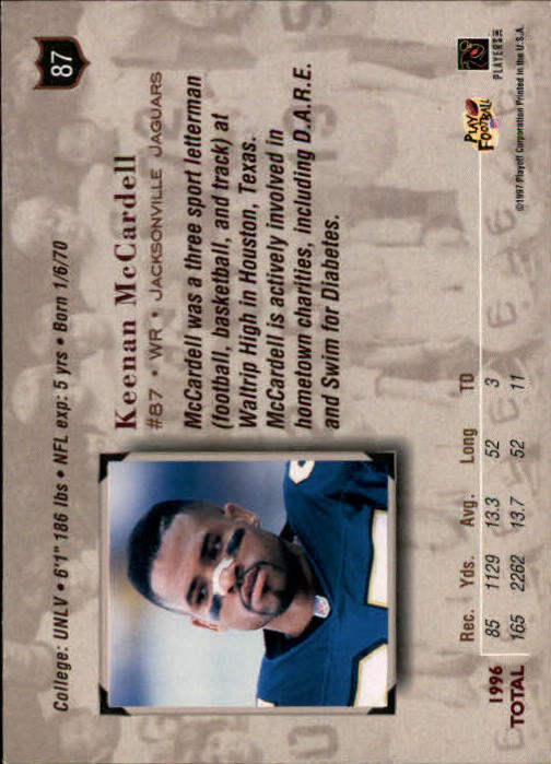 1997 Absolute #87 Keenan McCardell back image