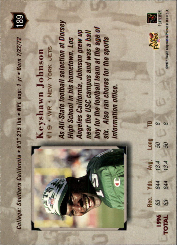 1997 Absolute Gold Redemption #189 Keyshawn Johnson back image