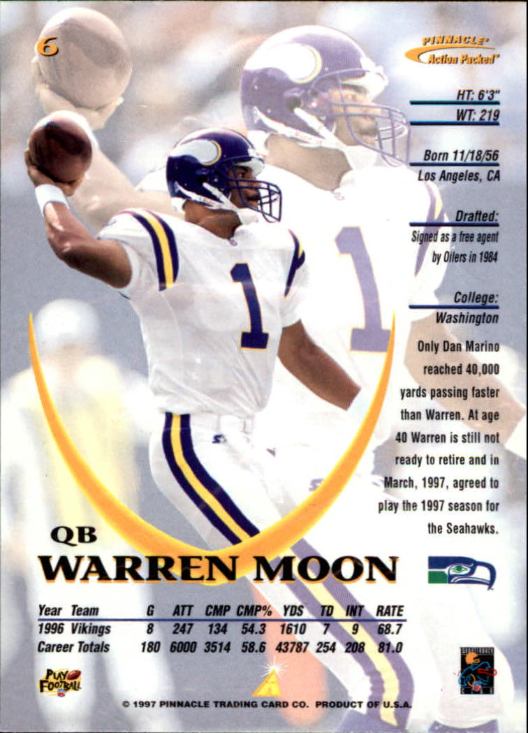 1997 Action Packed #6 Warren Moon back image