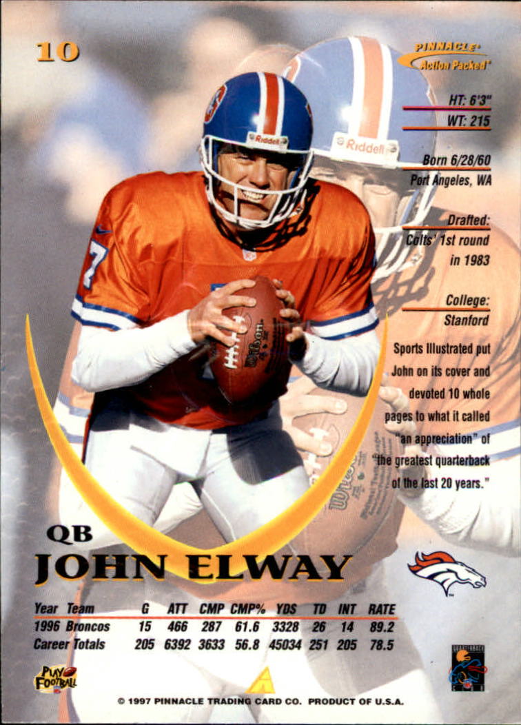 1997 Action Packed #10 John Elway back image