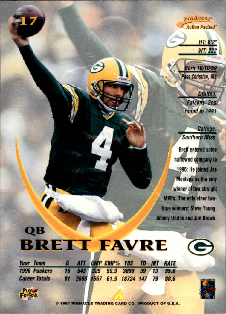 1997 Action Packed #17 Brett Favre back image