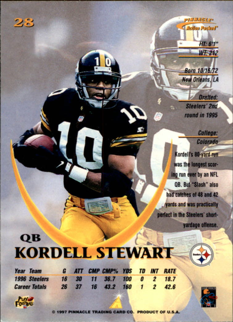 1997 Action Packed #28 Kordell Stewart back image