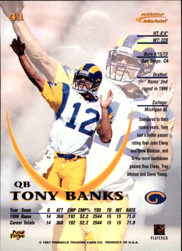 1997 Action Packed #41 Tony Banks back image