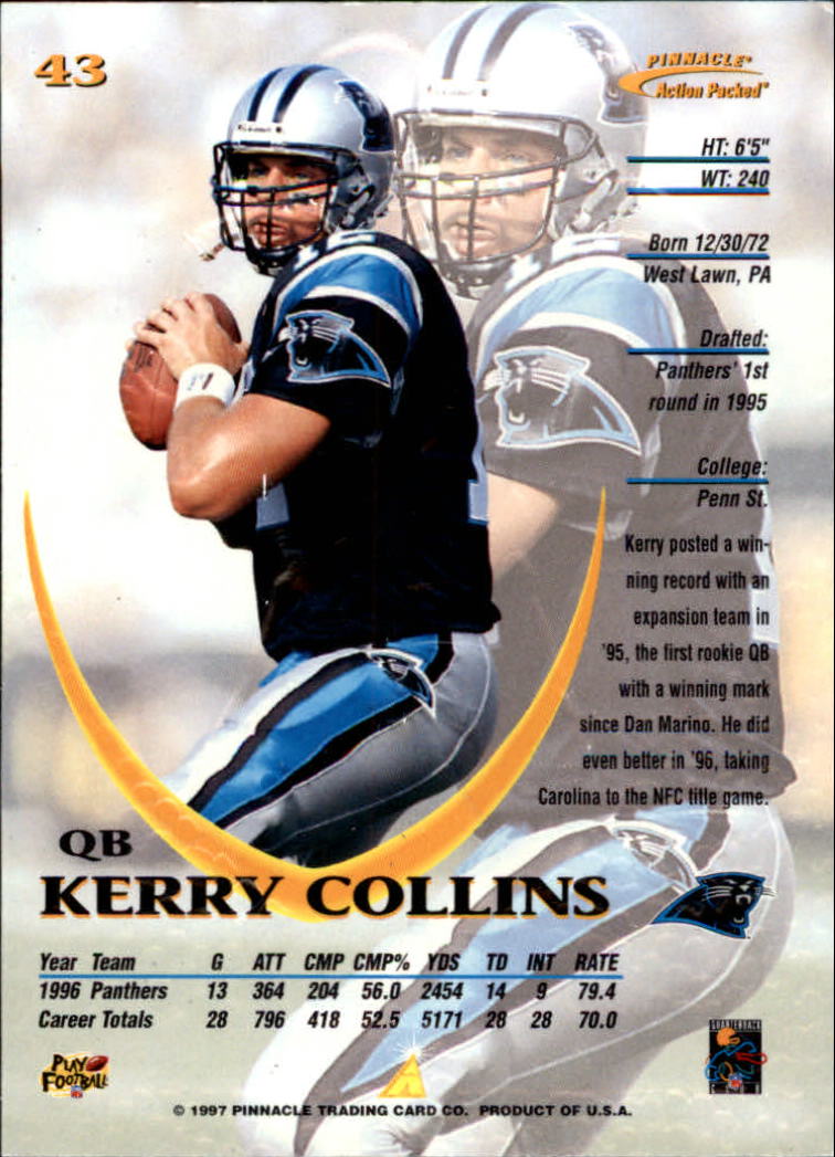 1997 Action Packed #43 Kerry Collins back image