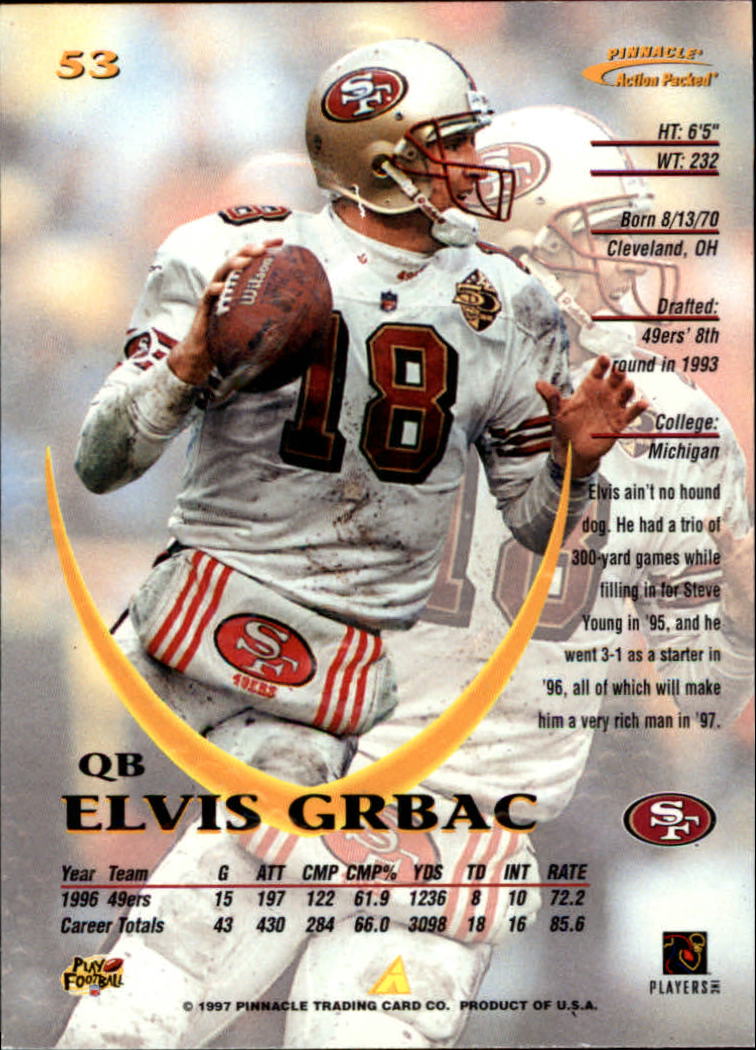 1997 Action Packed #53 Elvis Grbac back image
