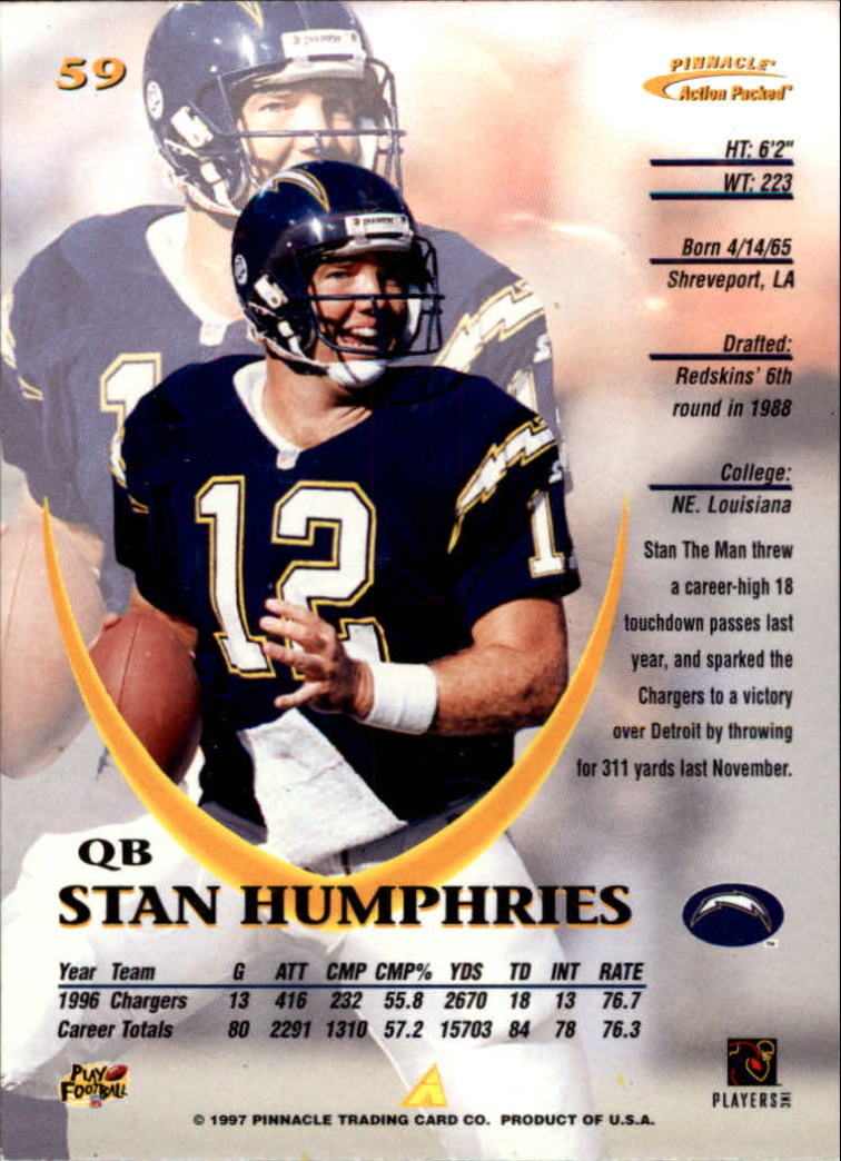 1997 Action Packed #59 Stan Humphries back image