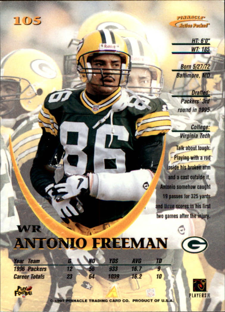 1997 Action Packed #105 Antonio Freeman back image