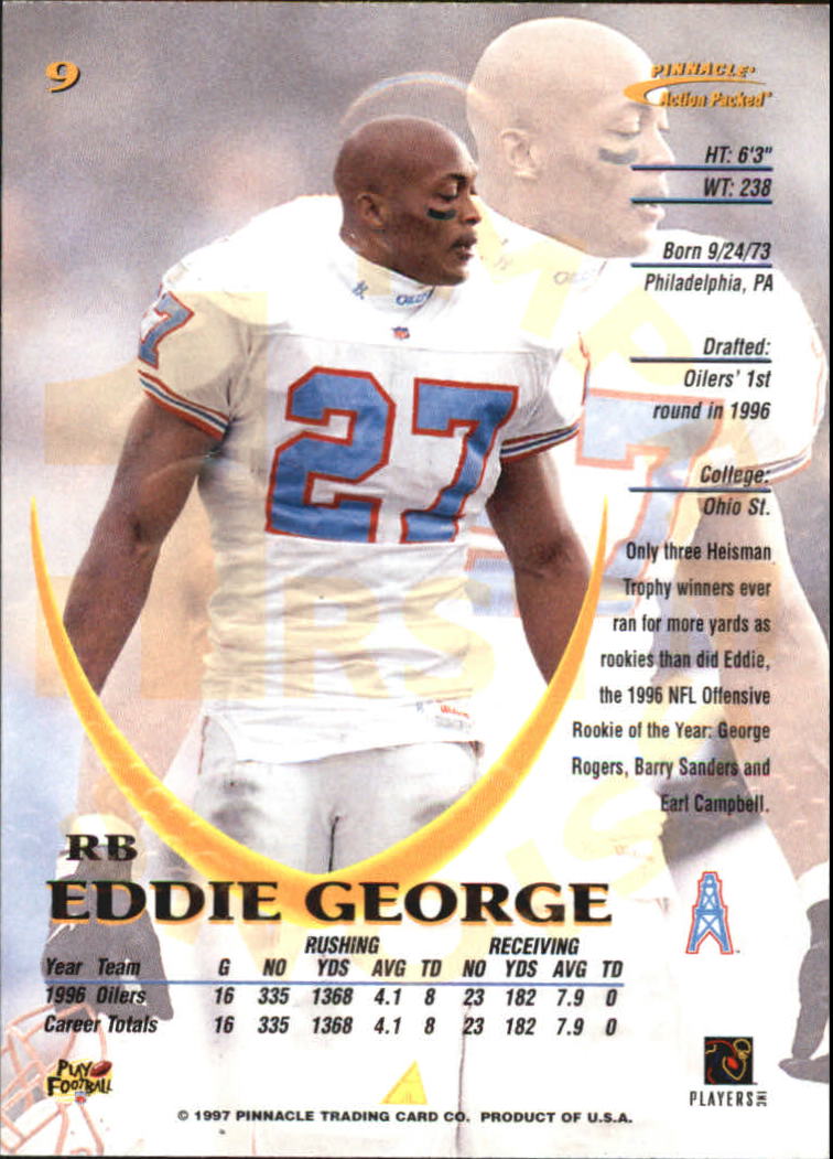 1997 Action Packed First Impressions #9 Eddie George back image