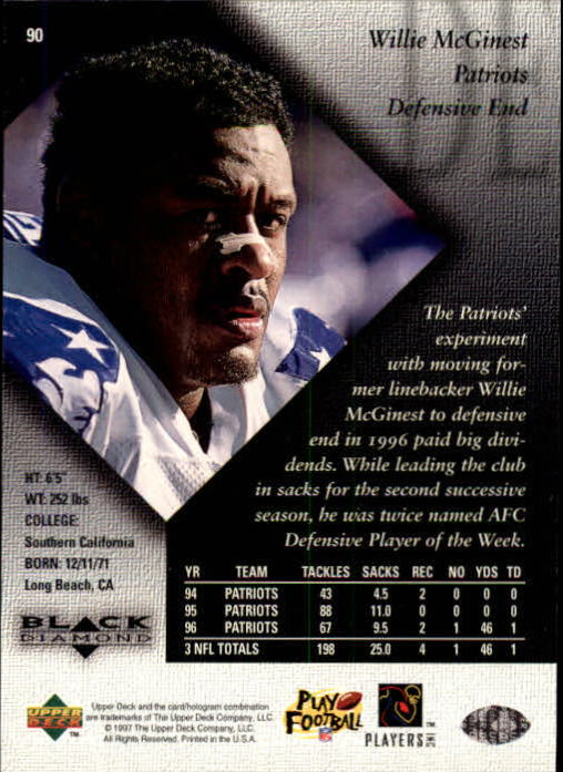 1997 Black Diamond #90 Willie McGinest back image