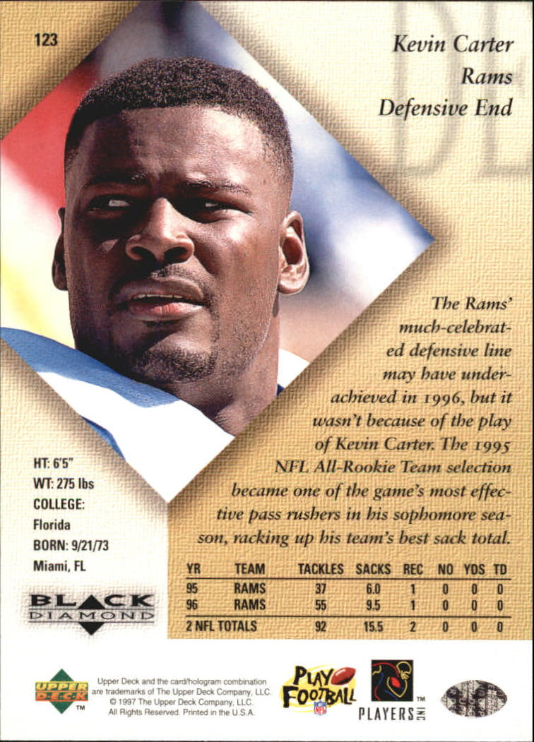 1997 Black Diamond Gold #123 Kevin Carter
