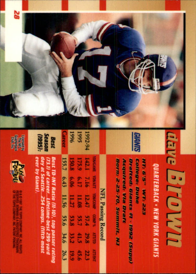 1997 Bowman's Best #28 Dave Brown back image
