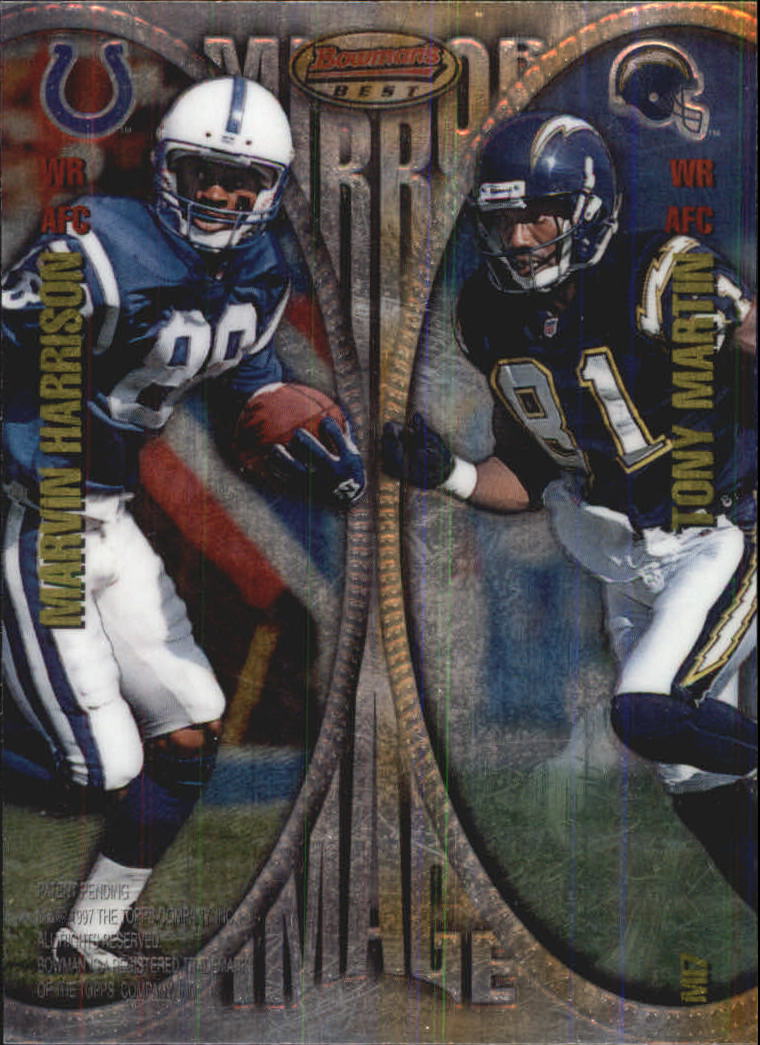 1997 Bowman's Best Mirror Images #MI7 Jerry Rice/Isaac Bruce/Tony Martin/Marvin Harrison back image