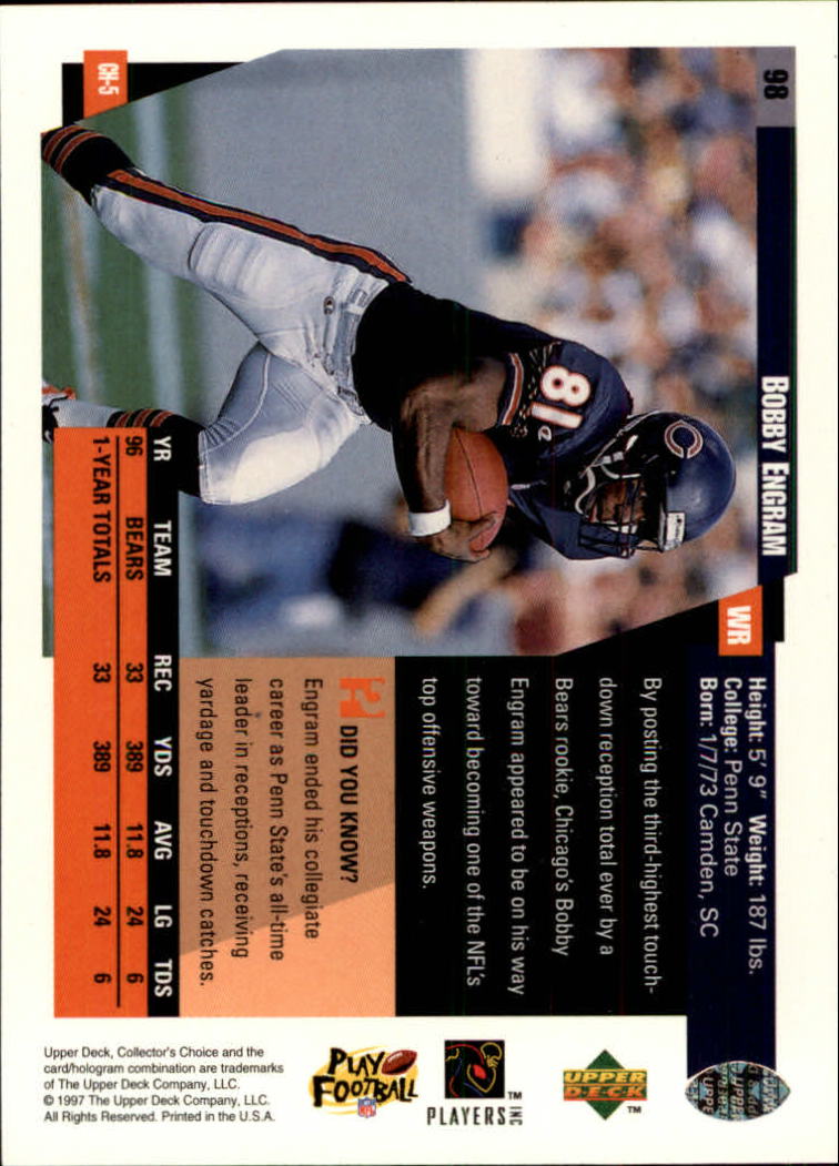 1997 Collector's Choice #98 Bobby Engram back image