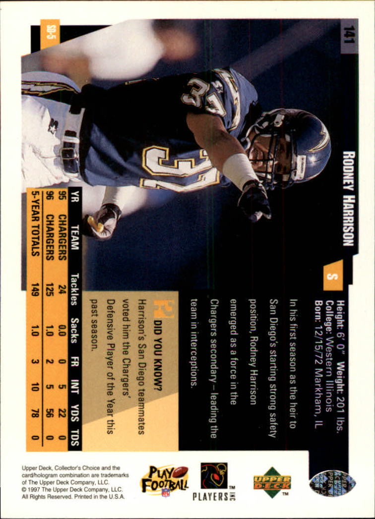 : Rodney Harrison Signed 2000 Upper Deck MVP Chargers