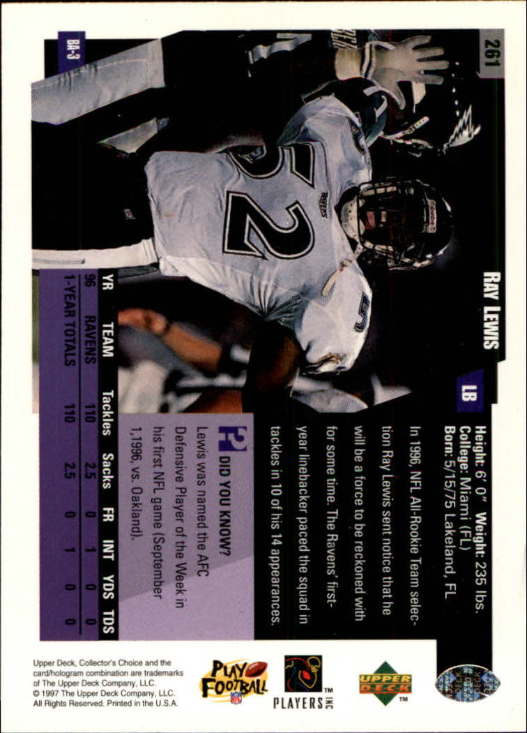 1997 Collector's Choice #261 Ray Lewis back image