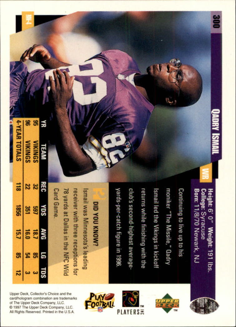 1997 Collector's Choice #300 Qadry Ismail back image