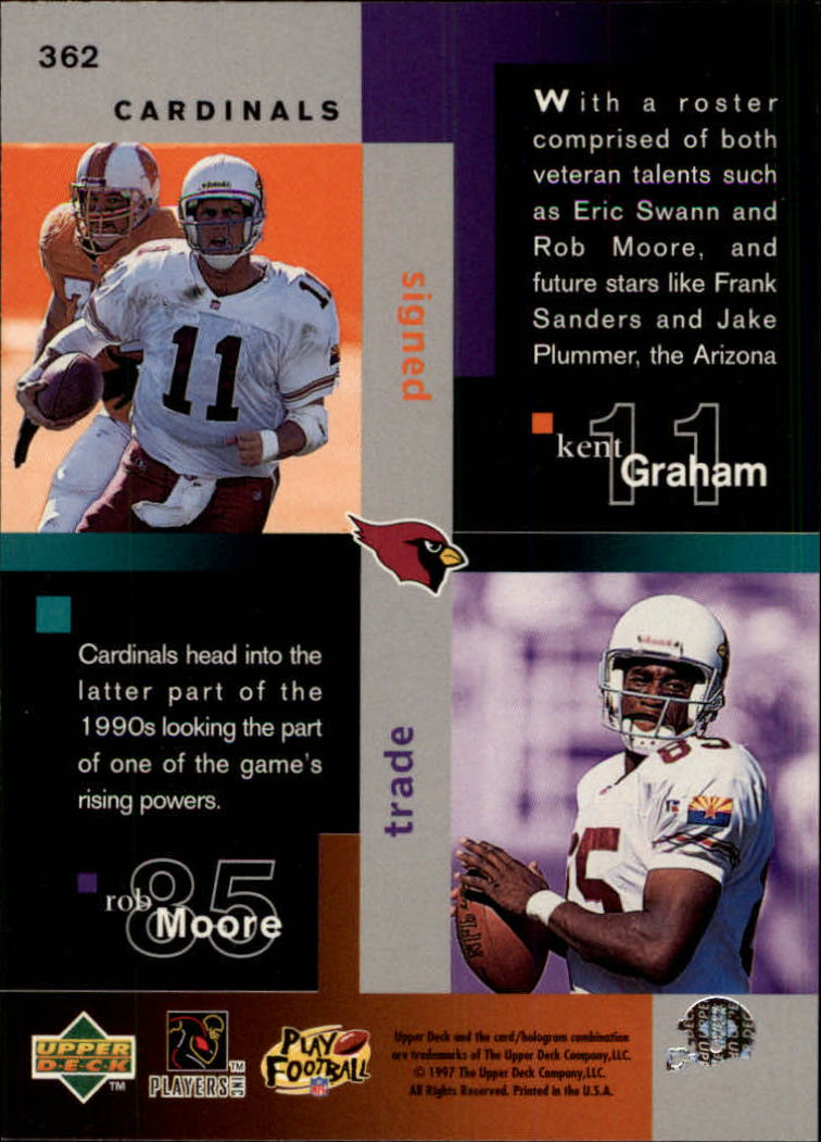 1997 Collector's Choice #362 Cardinals BB/Frank Sanders/Eric Swann/Jake Plummer/Kent Graham/Rob Moore back image