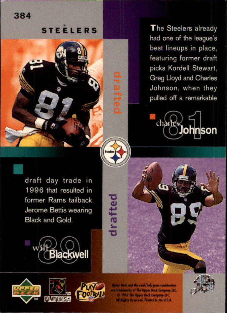 1997 Collector's Choice #384 Steelers BB/Jerome Bettis/Kordell Stewart/Greg Lloyd/Charles Johnson/Will Blackwell back image